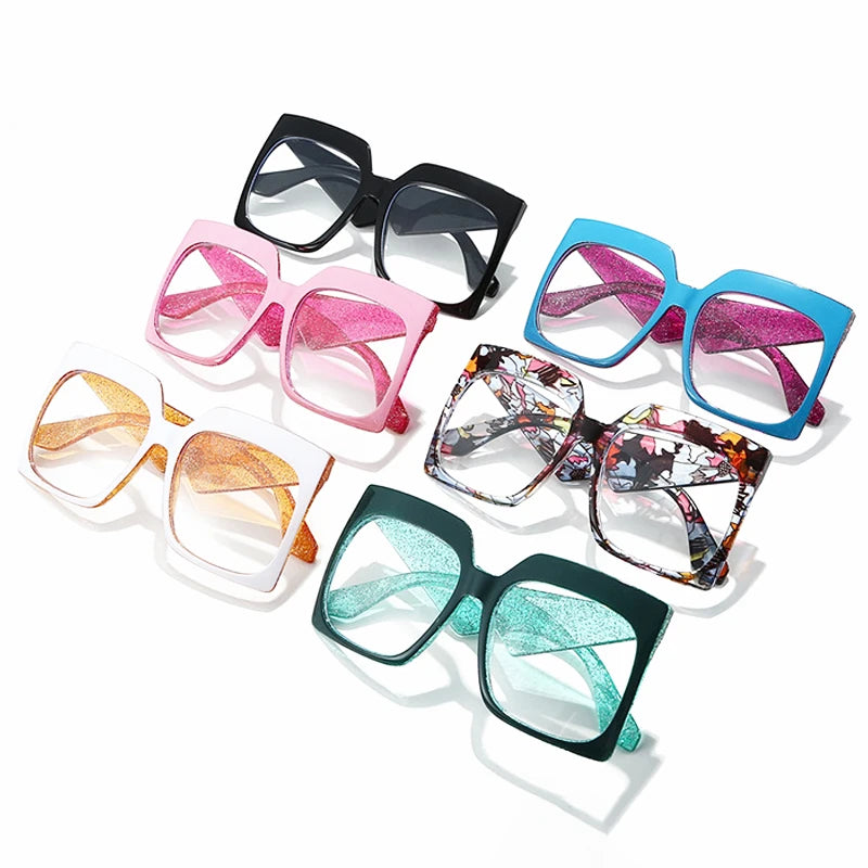 JNPCXI New Oversized Fashion Square Women Optical Glasses Frame Clear Eyewear Vintage Nail Eyeglasses Frame Men Computer Goggles