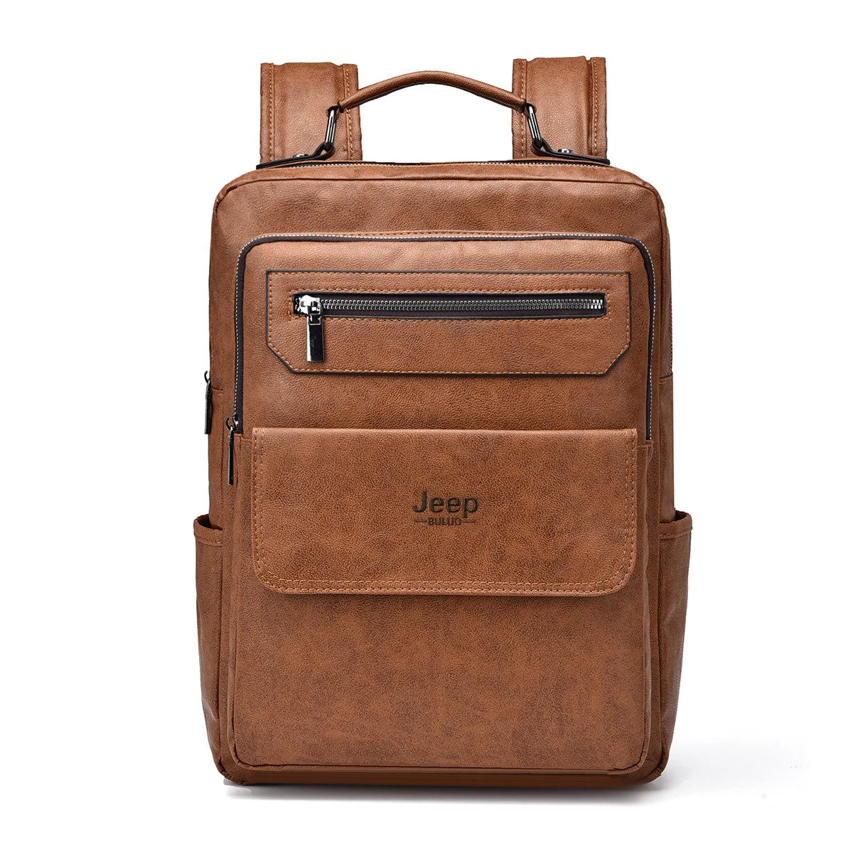 JEEP BULUO Men's 15.6" Leather Laptop Backpack Waterproof Urban School Bag
