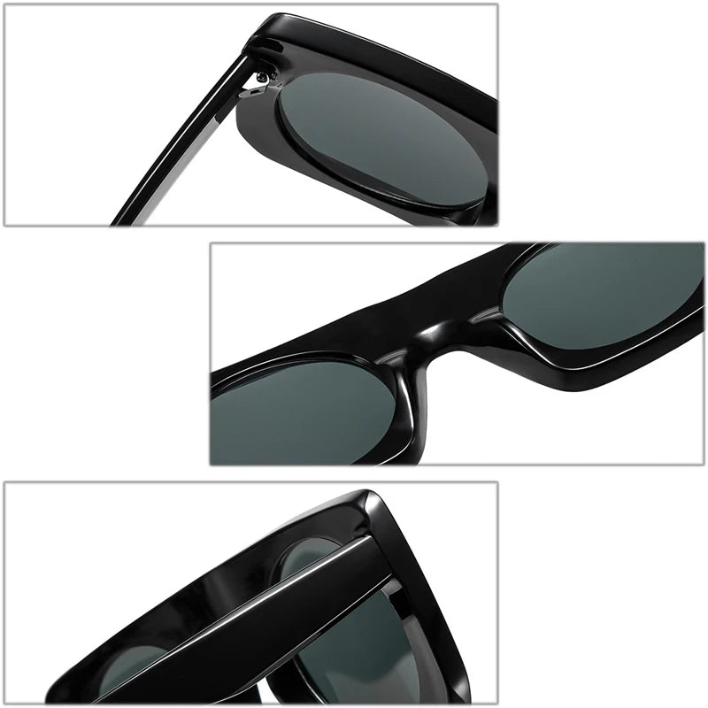 JNPCXI Vintage Square Sunglasses Women Black Tea Gradient Mirror Shades UV400 Fashion Punk Men Sun Glasses