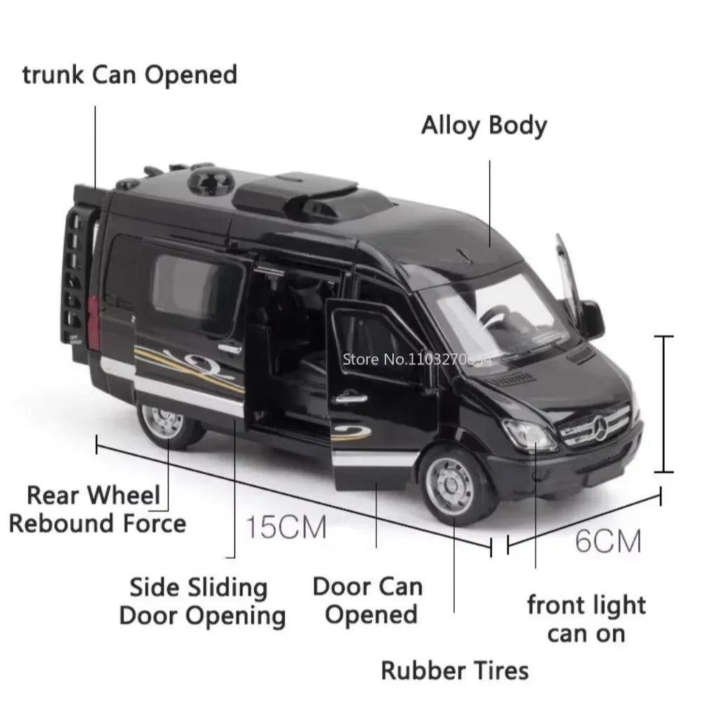 1:32 Sprinter Coaster Alloy Diecast Toys Cars Models Vehicles Pull Back with Sound Light Miniature Vehices Children's Ornaments