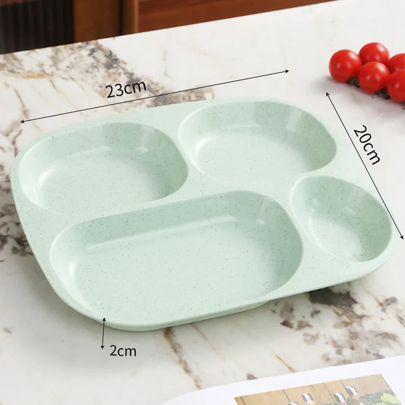 1pc 4 Grids Plastic Individual Plate,Reusable Healthy Diet And Weight Loss Divider Plate Ideal,for Home Camping Dorms Cafeterias