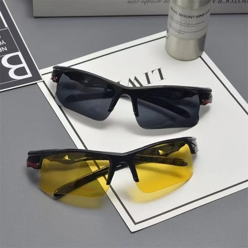 2-piece set, men's and women's day and night driving glasses, stylish square frame with yellow PC lenses