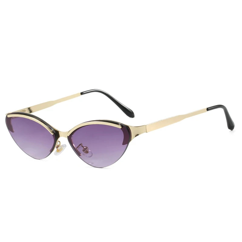 JNPCXI Fashion Cat Eye Women Sunglasses Retro Metal Colorful Tea Gradient Shades UV400 Men Trending Sun Glasses
