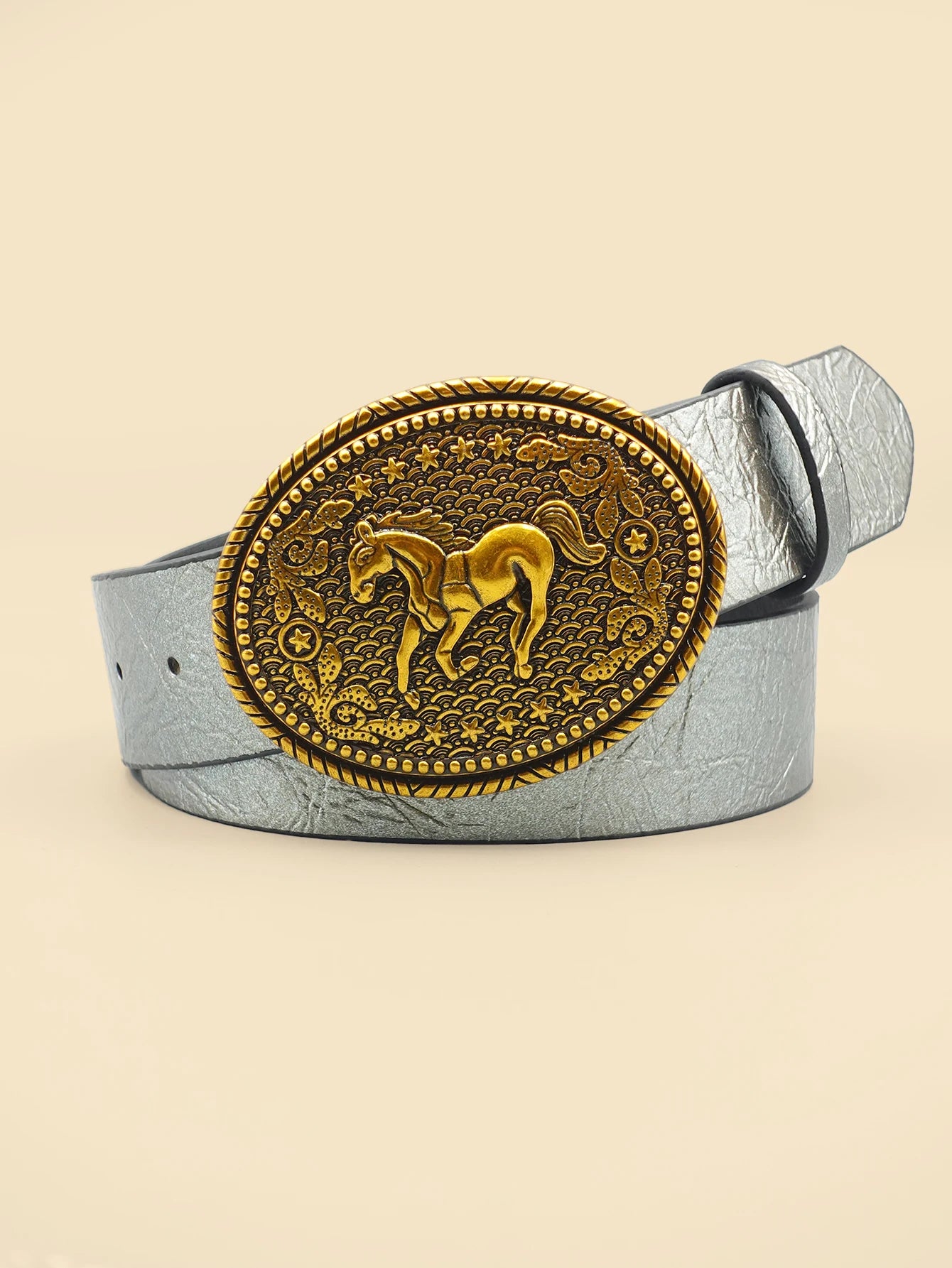 Western Retro Women's Belt with Carved Horse Image Buckle, Jeans Belt, Daily Casual Versatile Belt