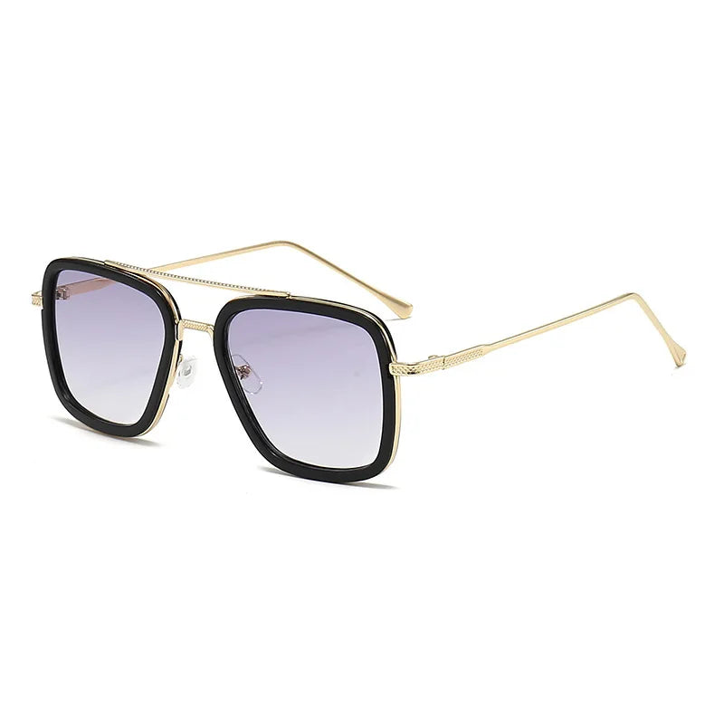 Explosive Double Beam Metal Sunglasses European and American Fashion Box Sunglasses Unisex Trendy Driving Sunshades