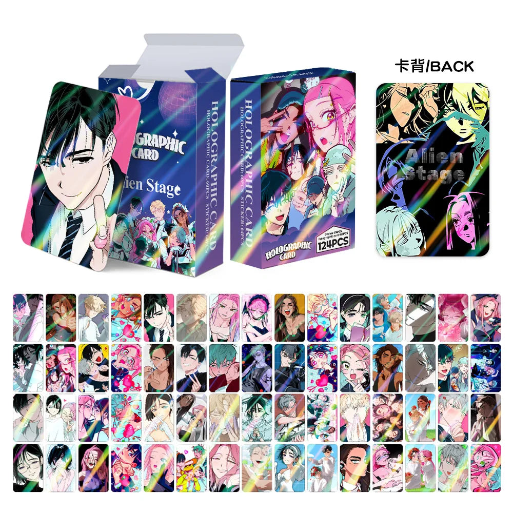 124pcs Alien Stage Holographic Laser Cards Stickers Set Collectible LOMO Cards for Fans Gifts including Luka Hyuna Ivan