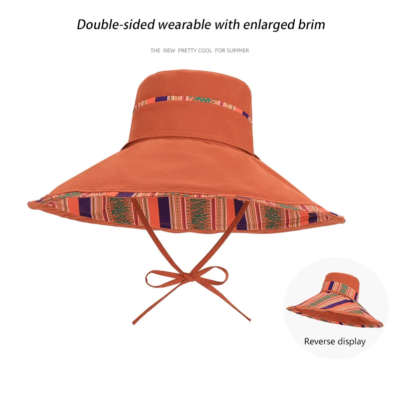 6180-New summer women's wide-brimmed sun hat. Children'sversion.Double-sidedwearable. Fishermanhat.Fashionableandversatilesunhat