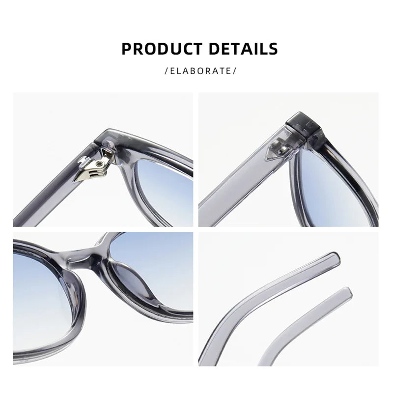 JNPCXI New Square Men Sunglasses Fashion Rivets Women Gray Blue Gradient Shades UV400