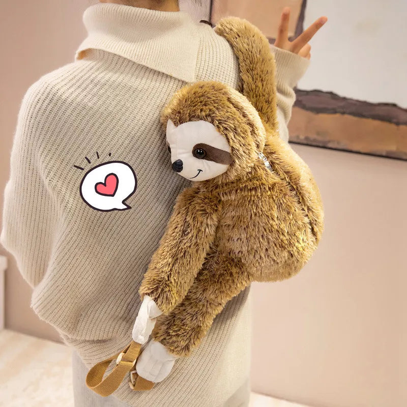 1Pc 40CM Lovely Plush Sloth Alpaca Lemur Elephant Plush Backpack Toy Cute Animal Shoulders Bag Lions Rabbit Giraffe Nice Gift