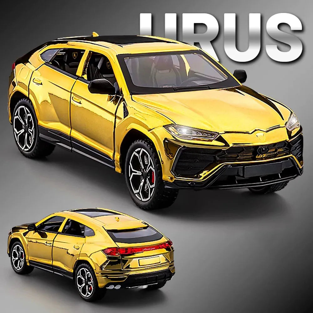 1:24 Lambor URUS Model Toys Diecast Alloy Car Doors Opened Sound Light Pull Back Shock Absorption Vehice Children Christmas Gift