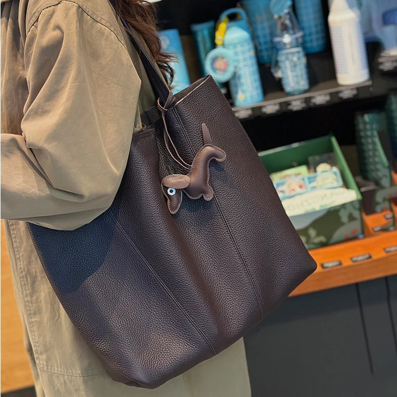 Women's Natural Cow Genuine Leather Tote bags Female Top-grain Leather Crossbody Bag Ladies Multiple Large Capacity Handbags