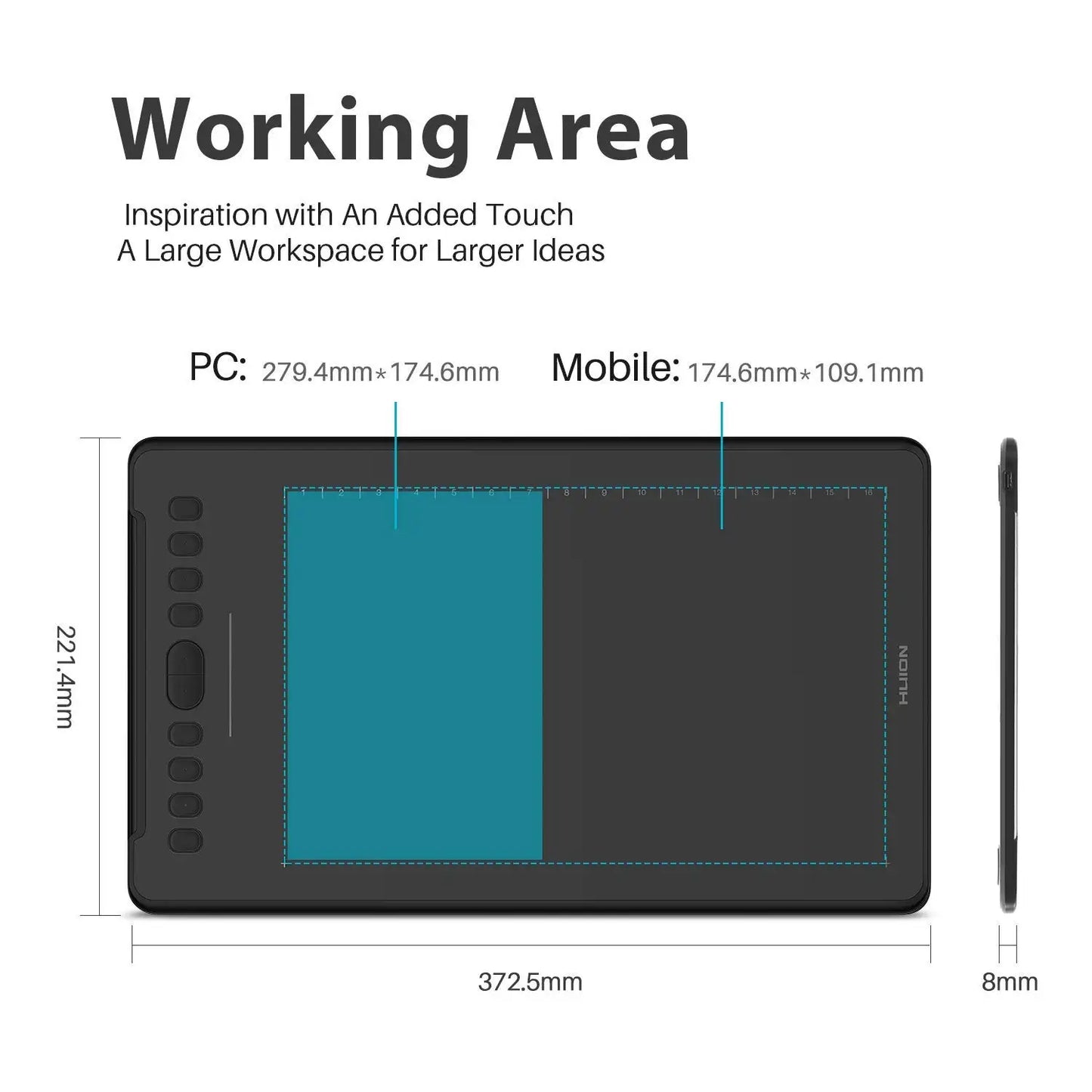 H1161 Digital Graphic Drawing Tablet, Battery-free Pen Stylus, Android Support