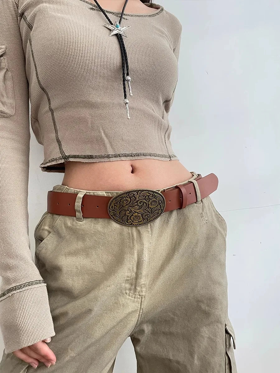 N Retro Belt Female 2024 New Black Jeans Decoration Simple Accessories Ins Wide Belt