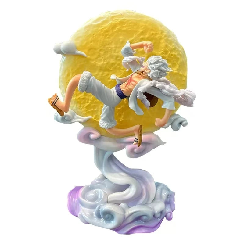 6" One Piece Anime Moon Fairy Nika Monkey D Luffy Gear 5 W/ Moon Action Figure