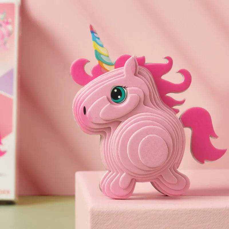 3D Jigsaw Puzzle For Kids Paper Unicorn Rabbit Funny DIY Toy Educational Montessori Manual Assembly