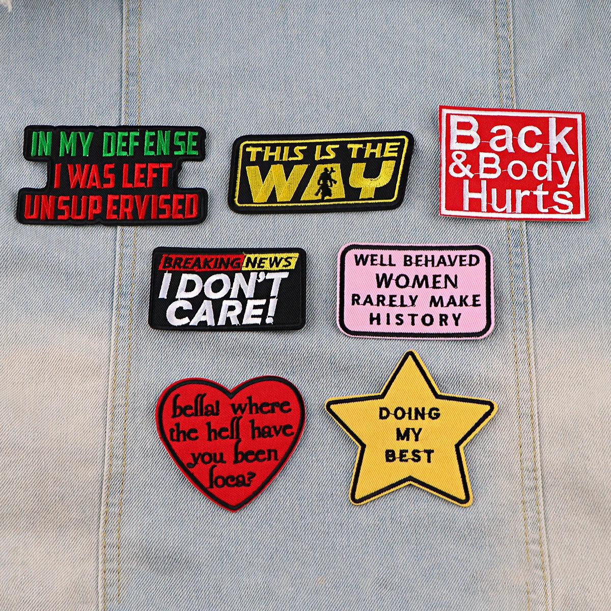 THIS IS THE WAY Patch Motivational Phrase Iron On Patches On Clothes Applique Sewing Jackets Stripes Embroidered Badge Patch