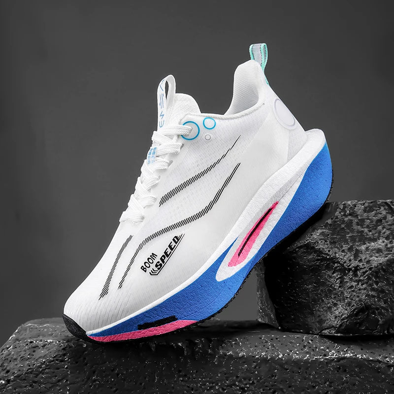 Running Shoes Carbon Board Speciality Marathon Men Sports Reticular Breathable Lightweight Women's Athletic Nonskid Sneakers
