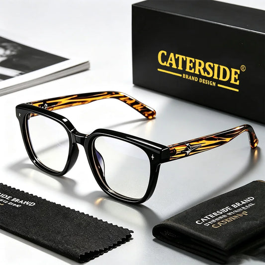 CATERSIDE New Retro Anti Blue Light Glasses High Quality Lightweight Square Frame Computer Reading Eyeglasses for Men Women