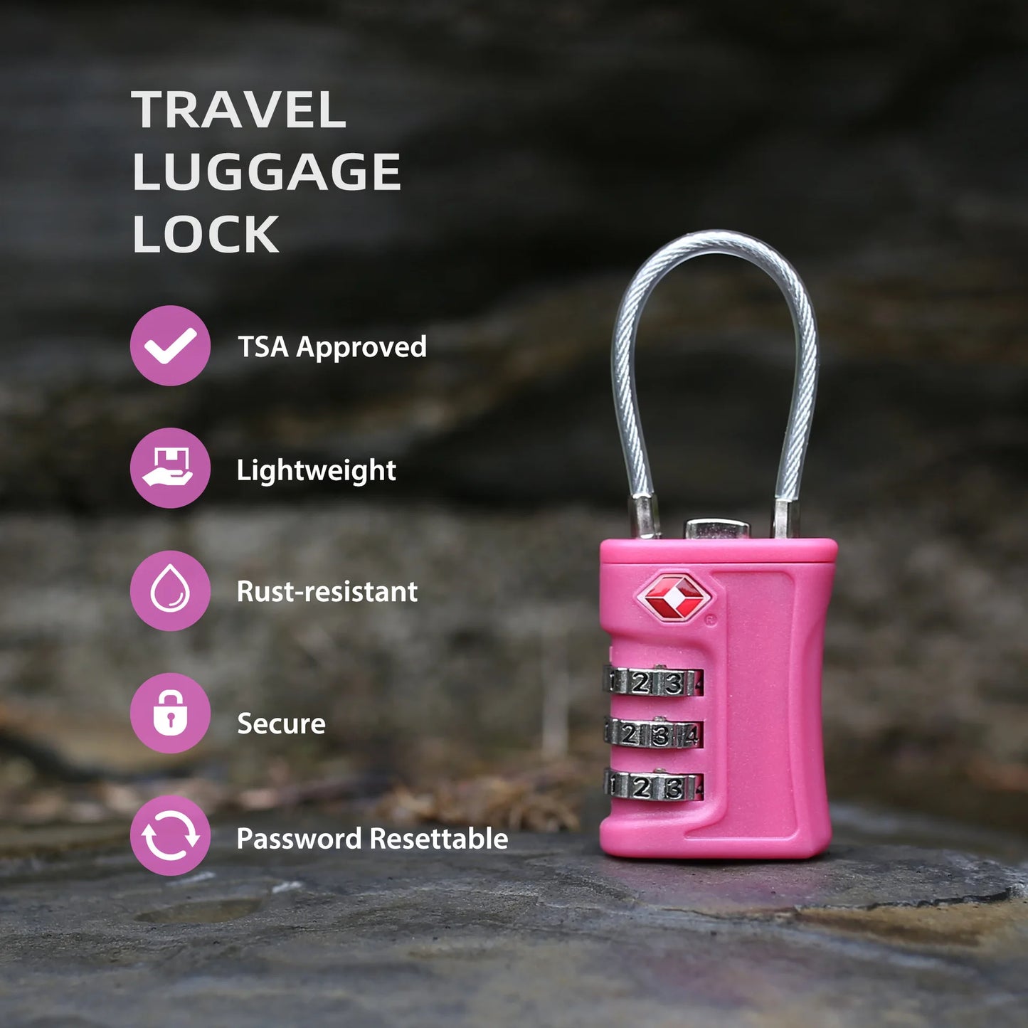 1Pc TSA Approved Luggage Travel Lock Filing Cabinets Toolbox Case  ABS Steel Cable Gym Locker padlock smart lock  lock box