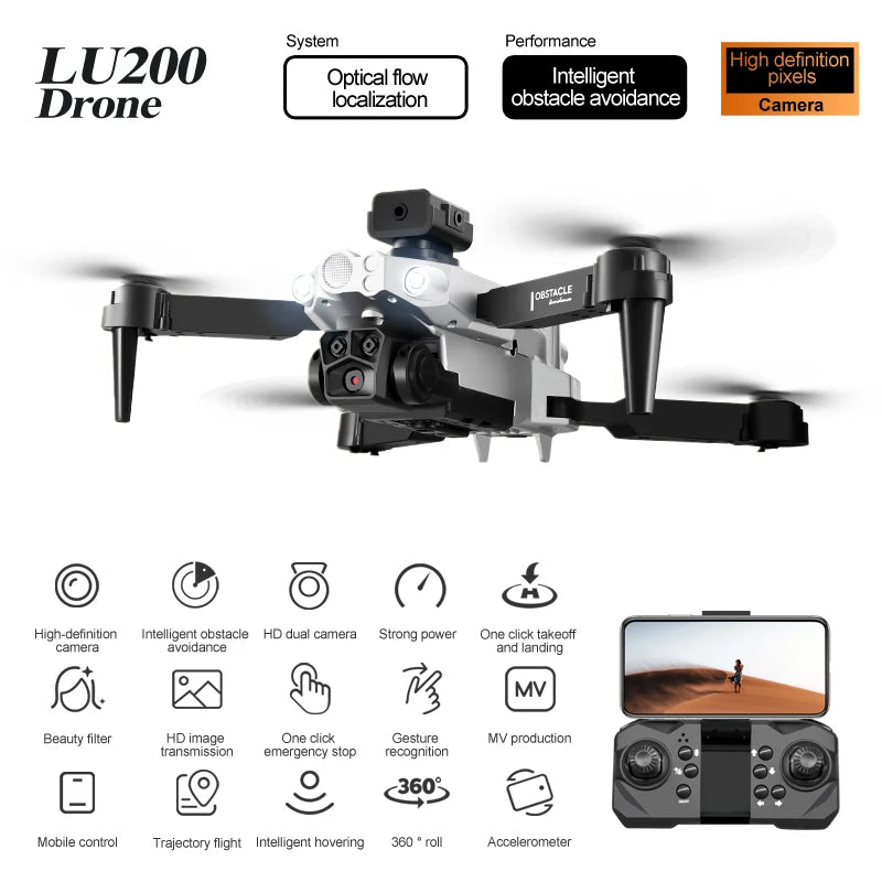 LU200 Drone 8K GPS Pro HD Aerial Photography Triple-Camera WIFI Omnidirectional