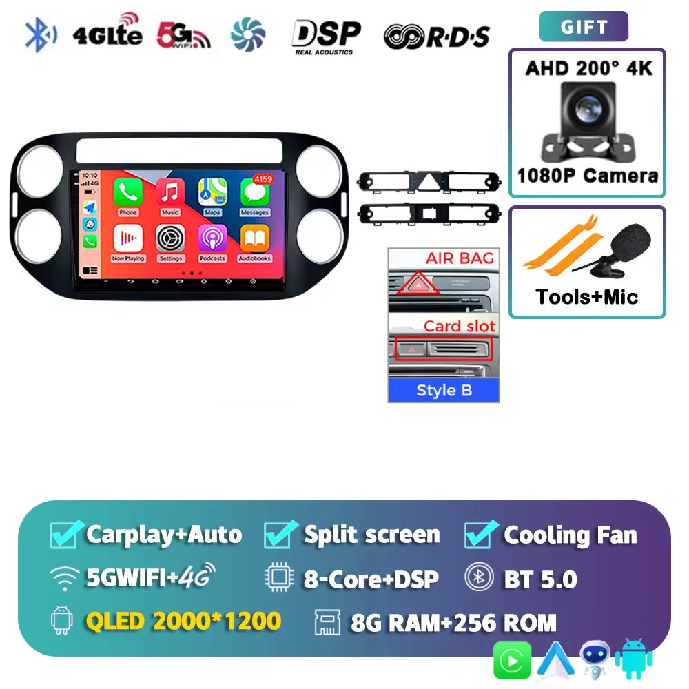 Android 14 For Volkswagen VW Tiguan 2006 - 2016 Golf Car Radio Wireless CarPlay Auto Multimedia Player GPS 4G WiFi 360 Camera