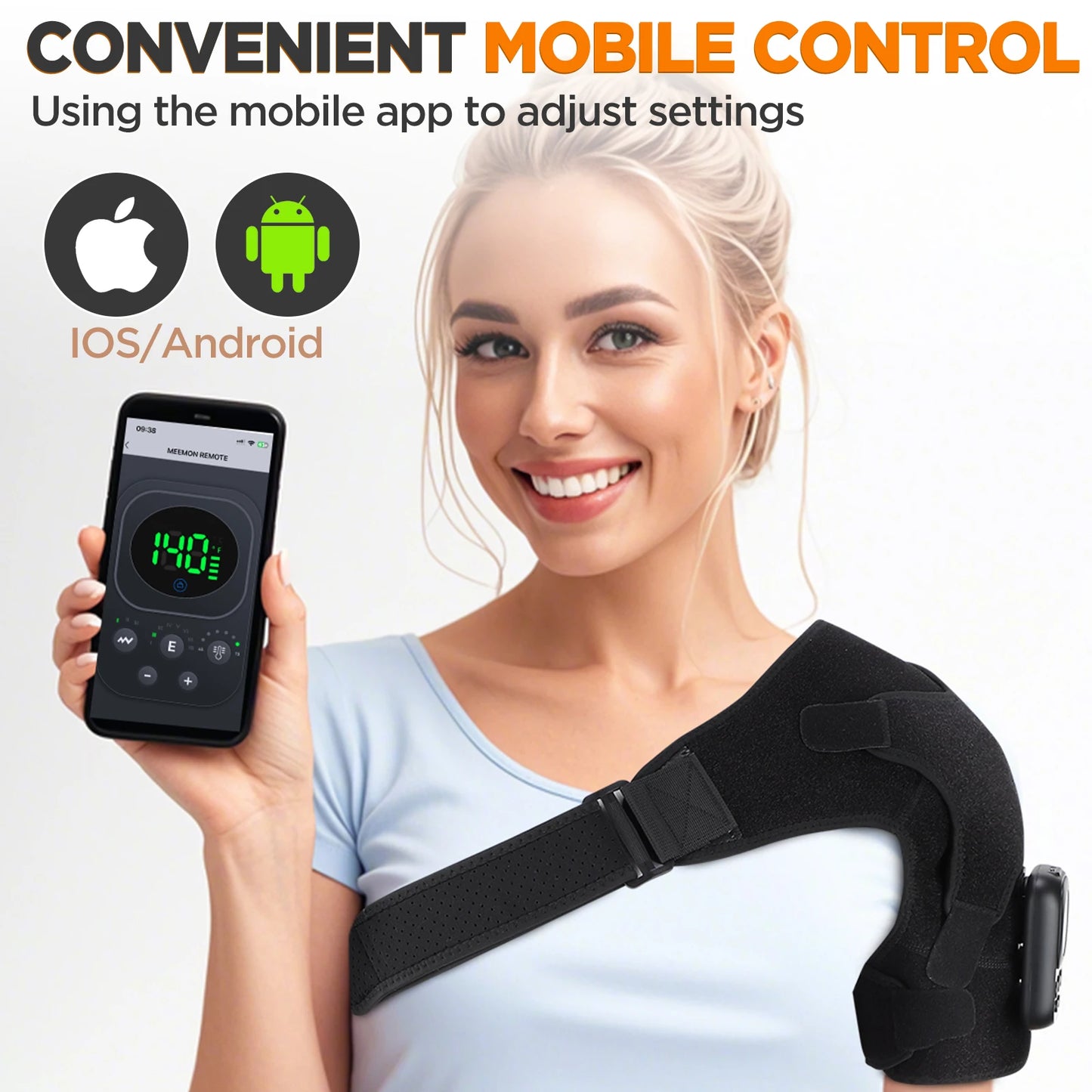 Shoulder Massager Electric Heating Shoulder Brace Belt Adjustable Heating Vibration Detachable Wireless Control Relax Muscles