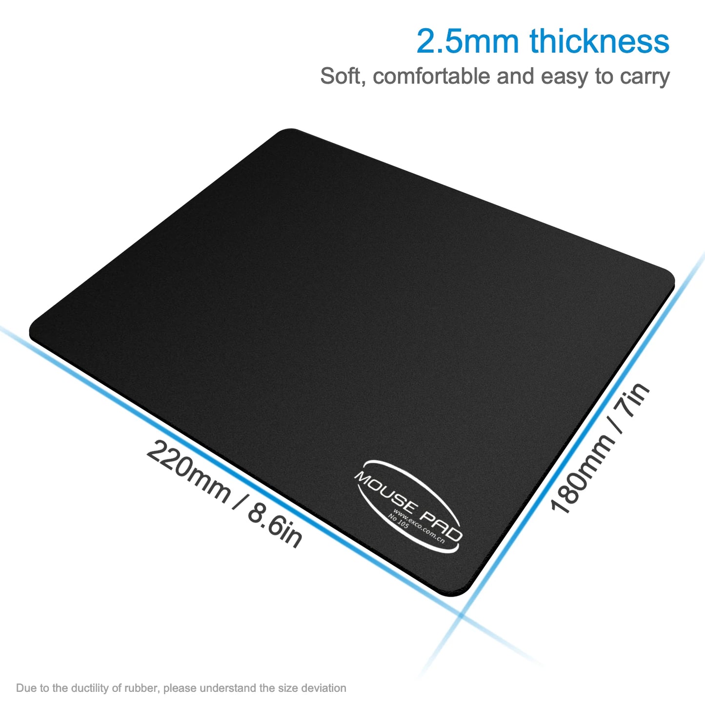 EXCO Office Mouse Pad Small Smooth Cloth Surface Gaming Mousepad with Anti-Slip Rubber Base for Computer Laptop Home Portable
