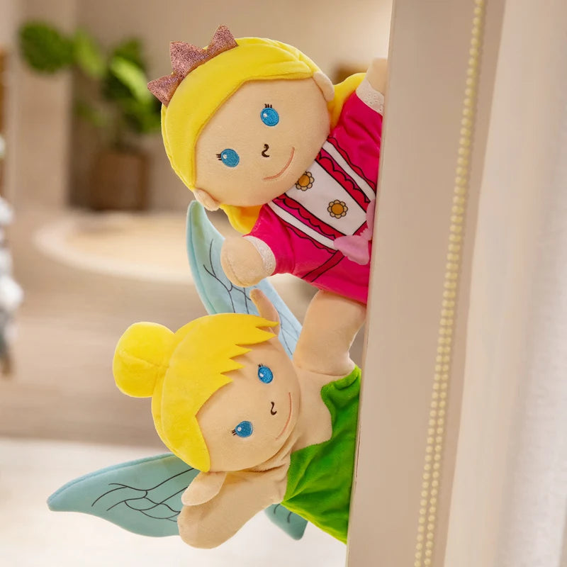 Cute Fairy Tale Kingdom Series Plush Hand Puppets Toys Cozy Cartoon Prince Princess Finger Puppets Funny Children Game Props