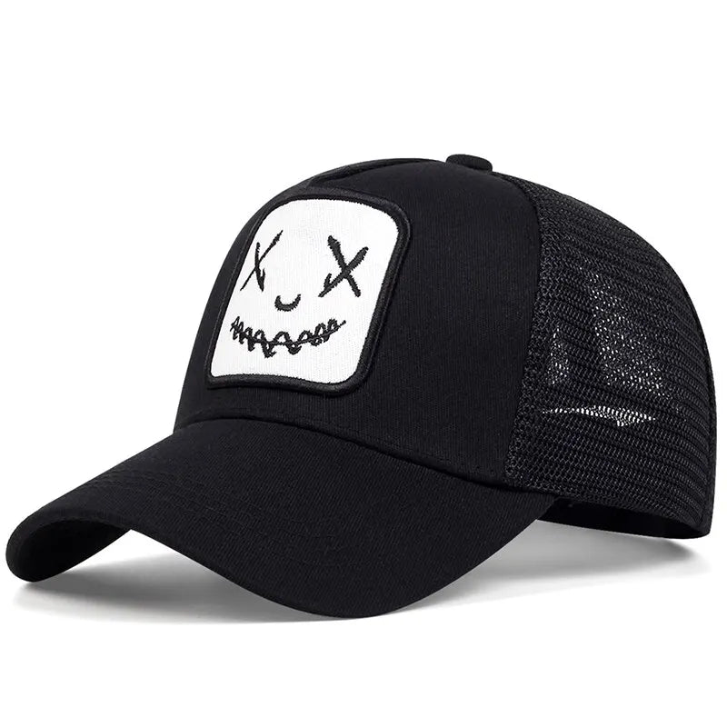 Unisex Ghost Face Embroidery Baseball Net Caps Outdoor Adjustable Casual Hats