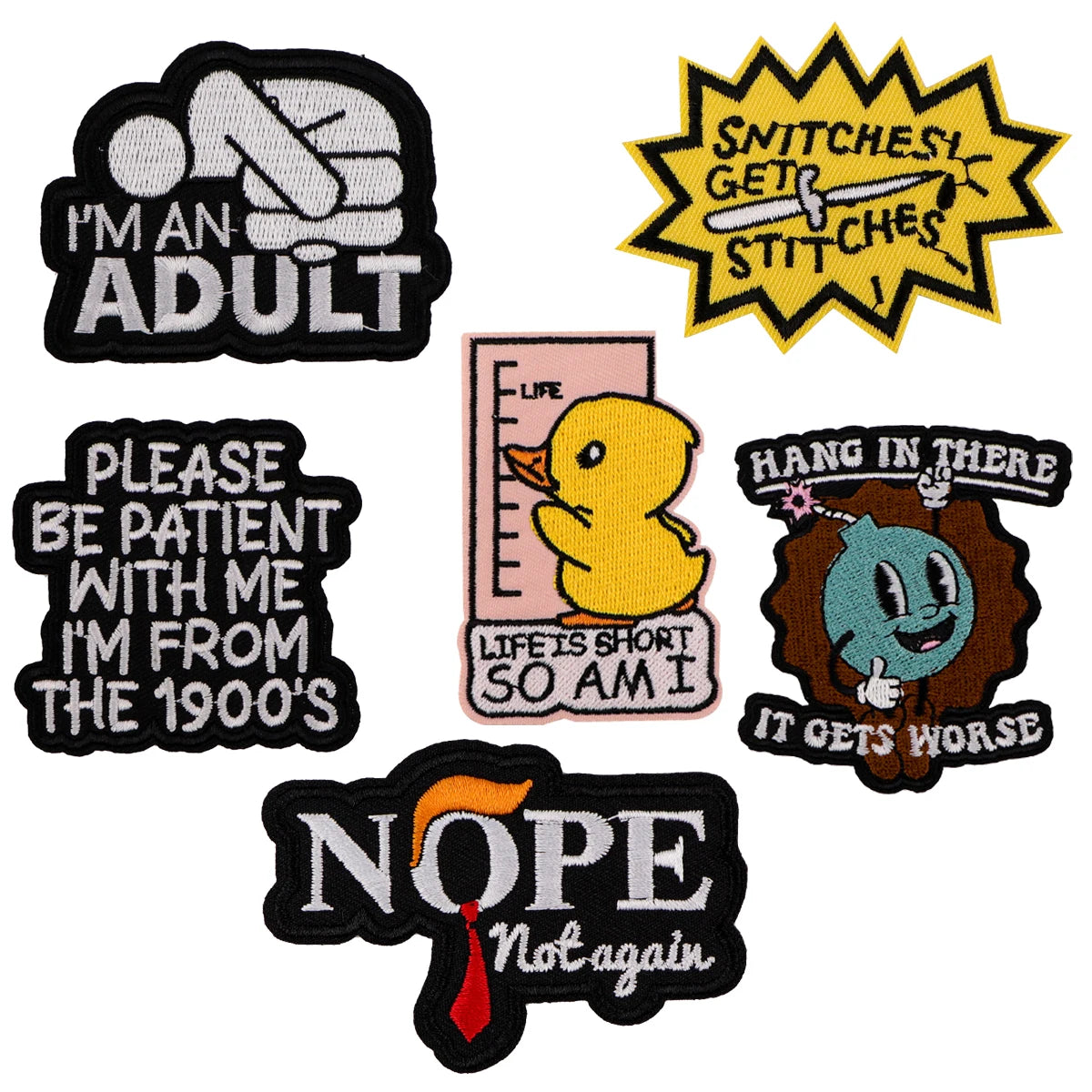 I'M AN ADULT Embroidery Patch Funny Quotes Iron On Patches For Clothing Thermoadhesive Patches On Clothes DIY Sew Badges