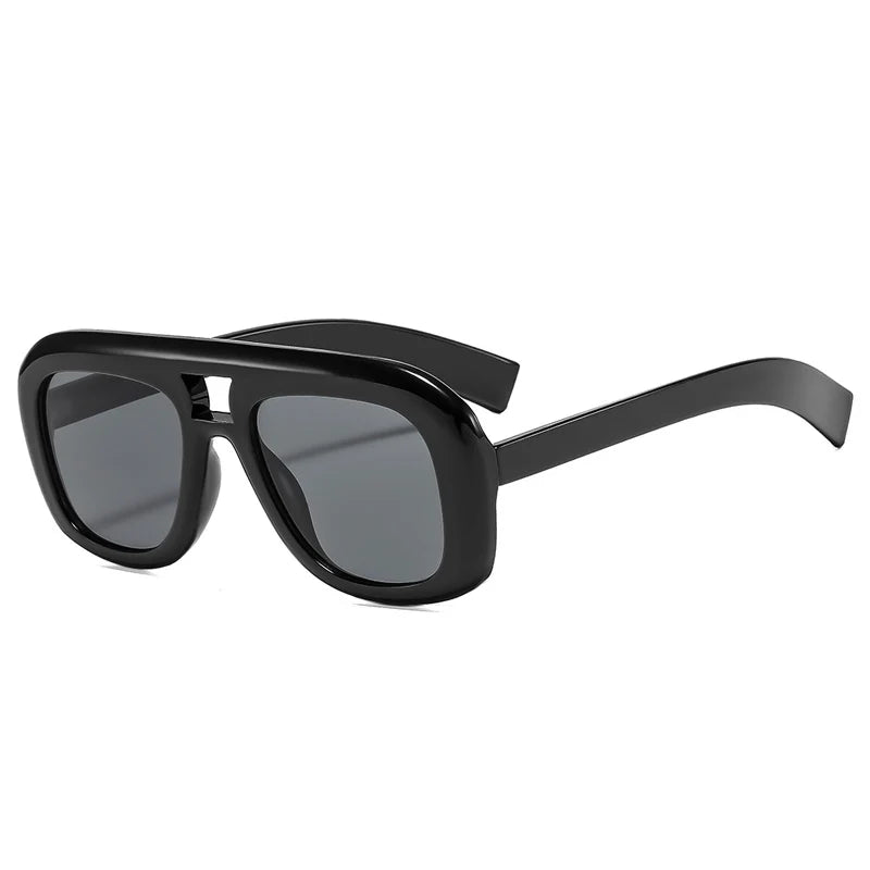 JNPCXI New Retro Double Bridges Square Sunglasses Women Fashion Red Gradient Shades UV400 Men Trending Sun Glasses