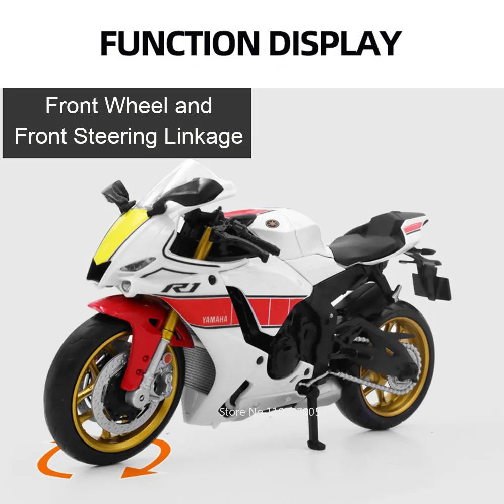 1:12 Scale Yamaha YZF-R1M Model Car Toy Racing Motorcycle Simulation Diecast Front Wheel Steering Toy Series Boy Gift Collection