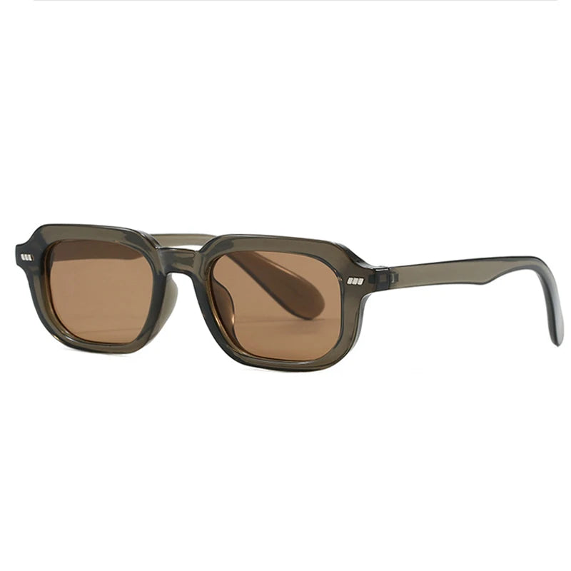 JNPCXI New Fashion Square Sunglasses Women Black Tea Shades UV400 Retro Trending Men Punk Rectangle Leopard Sun Glasses
