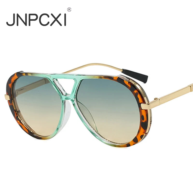 JNPCXI Ins Popular Fashion Double Bridges Women Luxury Sunglasses Brand Designer Oval Hollow Shades UV400 Men Sun Glasses