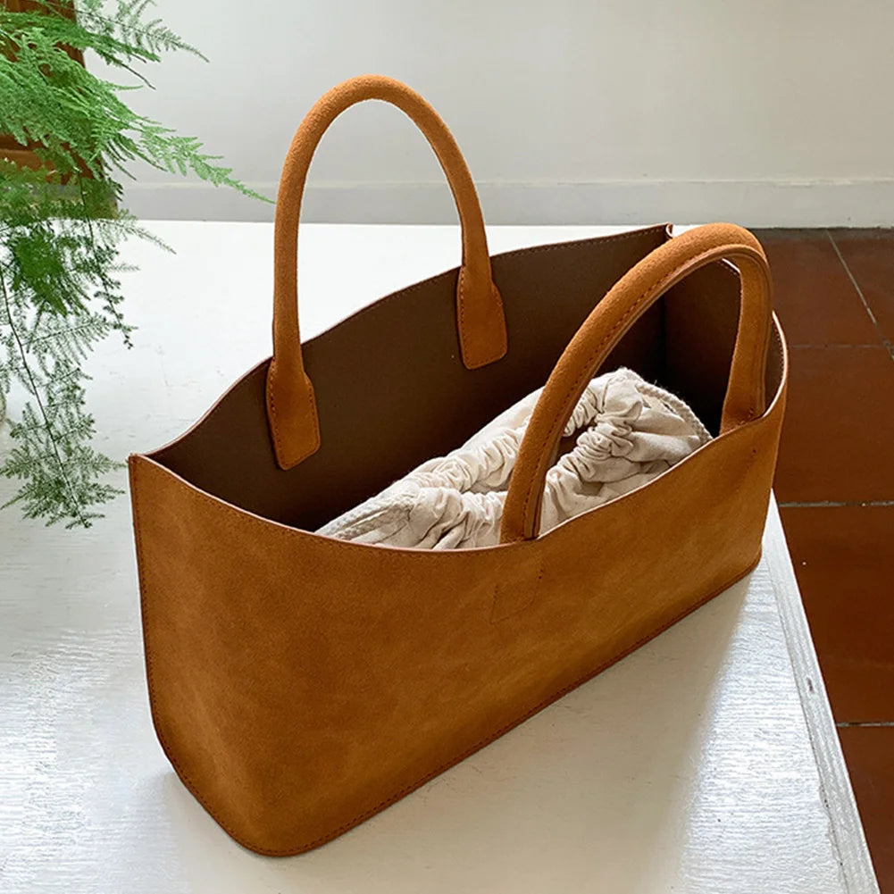 Women's Tote Bag Large Capacity Handbag with Multi-Pocket Suede Top Handle Bag