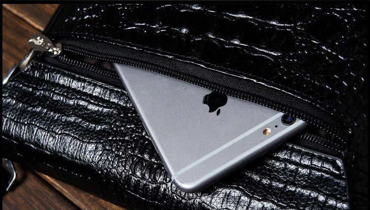 Luxury Messenger Bag Men Leather Business Alligator Shoulder Bag, Crossbody Bag