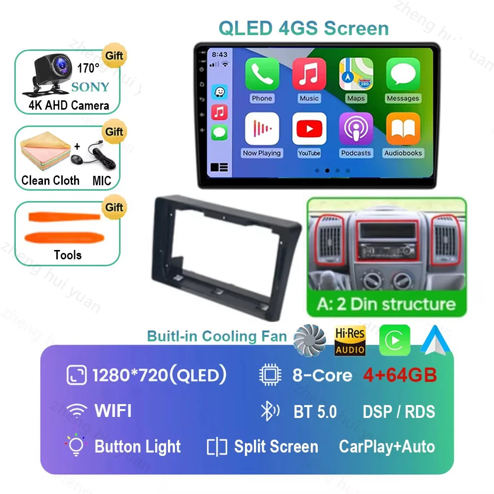Android 16 Car Radio For Fiat Ducato 2005 2006 - 2023 Citroen Jumper Peugeot Boxer 2011-2015 Auto Carplay 2 din Autoradio 4G RDS