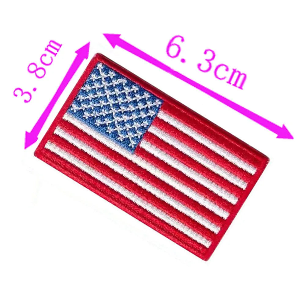 America Country Flag Embroidery Patch 6.3cm Wide Iron On Sew On Backing/Hand Craft/Applique/Hot Cut