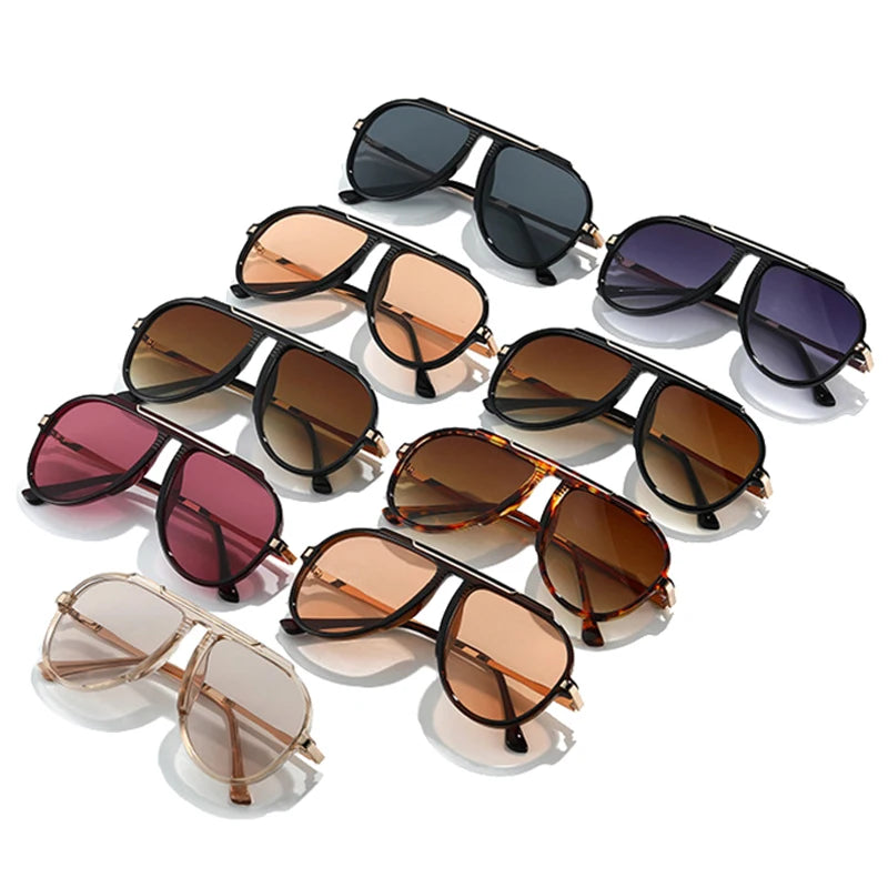 JNPCXI New Retro Oversized Big Frame Women Sunglasses Gradient Tea Color Oval Pilot Shades UV400 Cool Men Vacation Sun Glasses