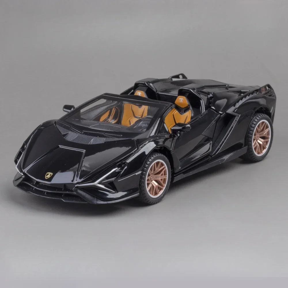 1/32 SIAN SCV12 Toys Car Model Alloy Diecast Sport Cars Metal Body Rubber Tires Doors Opened Sound Light Pull Back Gifts for Kid