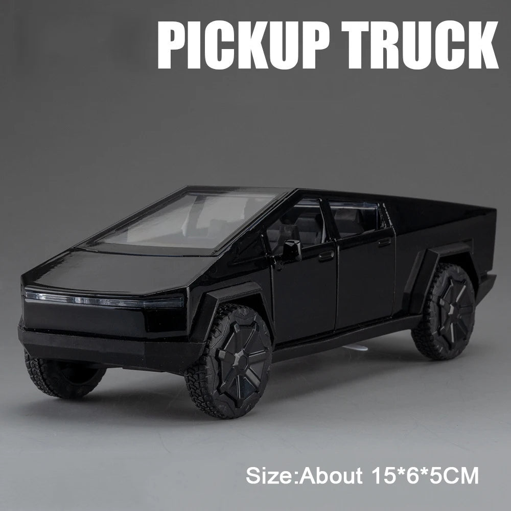 1: 32 Pickup Truck Alloy Diecast Police Car Model Toys Doors Opened Sound Light Pull Back Miniature Vehices Decorative Ornaments