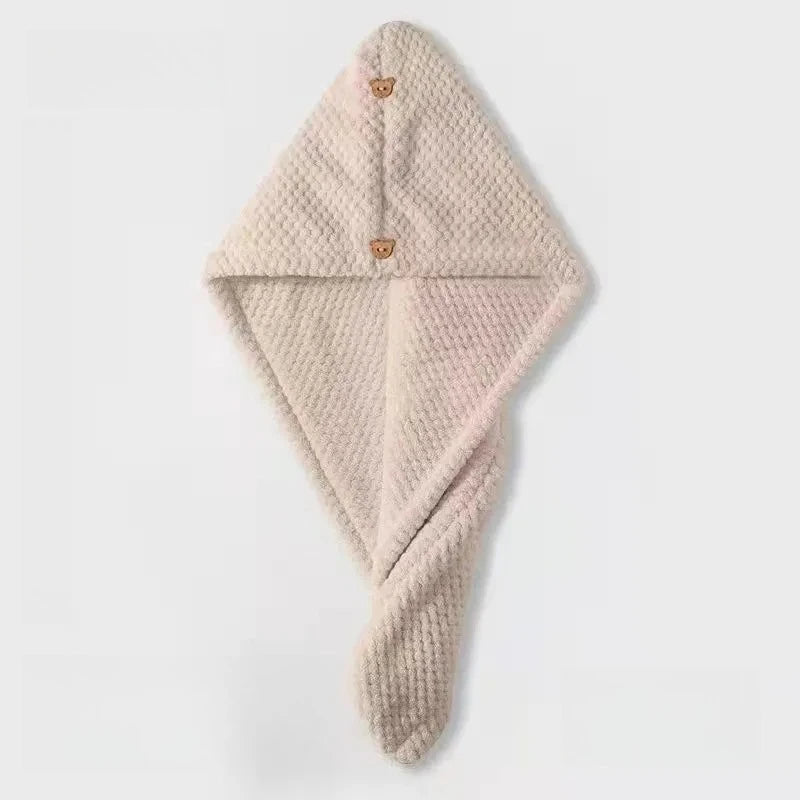 1pc Soft Hair Drying Cap, Solid Color Towel for Bathroom, Super Absorbent Hair Wrap Towel for Curls, Anti-Frizz Hair Turban