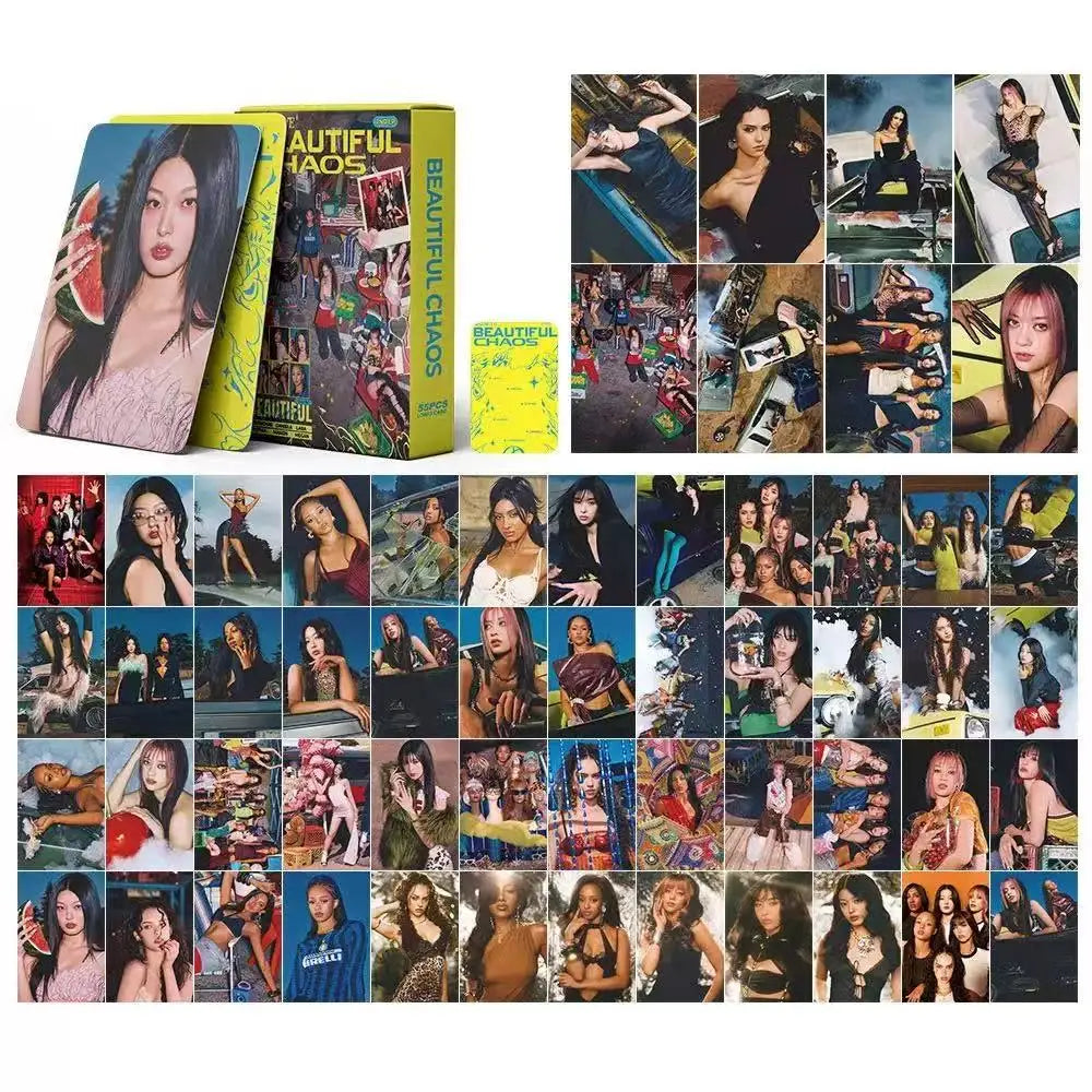55/92/124Pcs/Set Kpop Idol KATSEYE New Album BEAUTIFULCHAOS Lomo Cards LARA DANIELA HD Printd Photocards Stickers Fans Gift