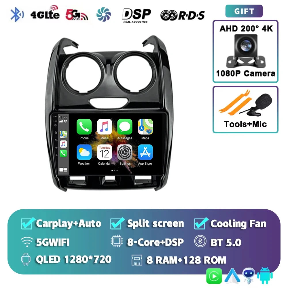 For Renault Duster Dacia Duster 2015 - 2021 For LADA Largus 2021 Android 15 12+256GB Car Radio Carplay Auto Multimedia Stereo 4G