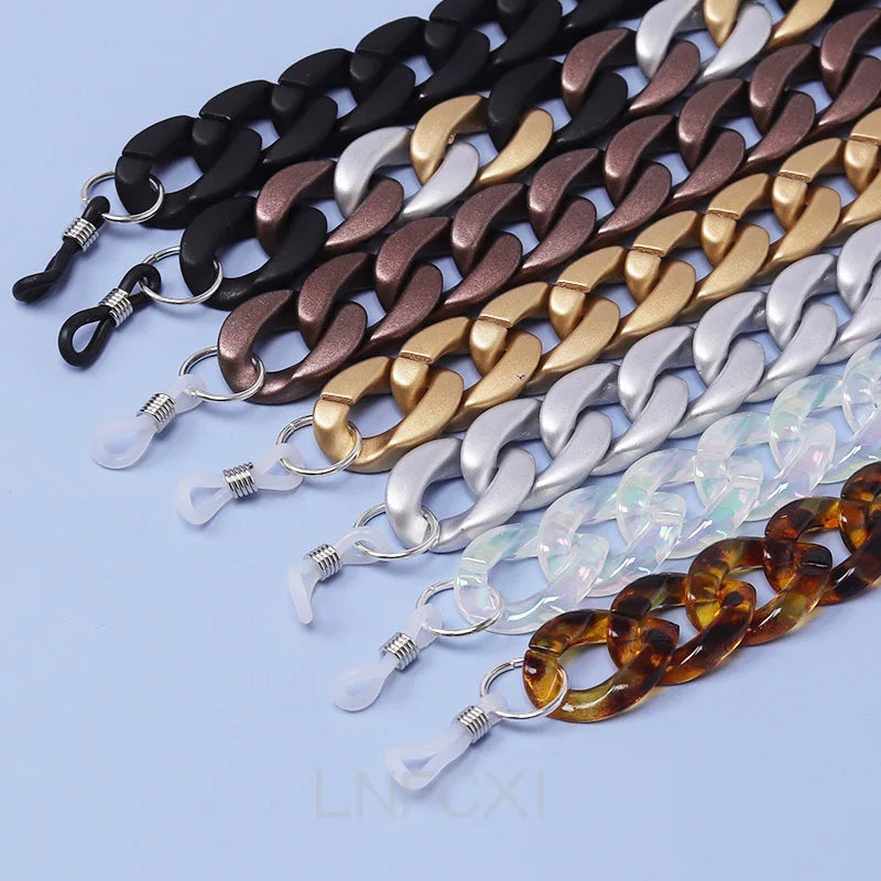 New Matte Retro Acrylic Glasses Chain Lanyards Gold Color Reading Glasses Hanging Neck Chains Sunglasses Chain Straps