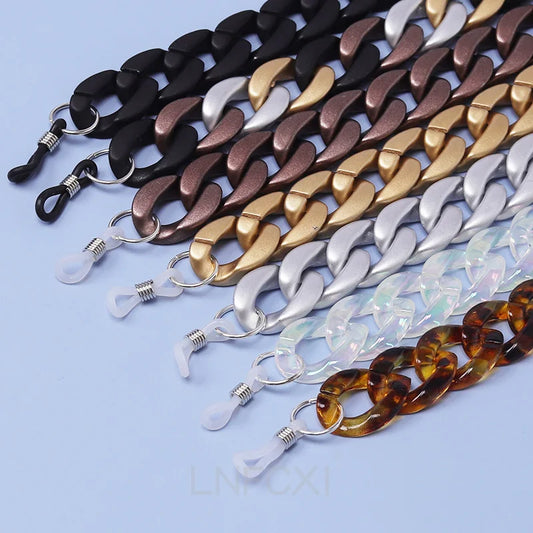 New Matte Retro Acrylic Glasses Chain Lanyards Gold Color Reading Glasses Hanging Neck Chains Sunglasses Chain Straps