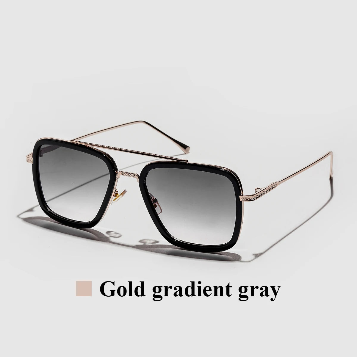 Ruiao 2026 Square Mens Designer Sunglasses Metal Frame Gradient Luxury Shades UV400 Rectangle Pilot Sun Glasses for Men