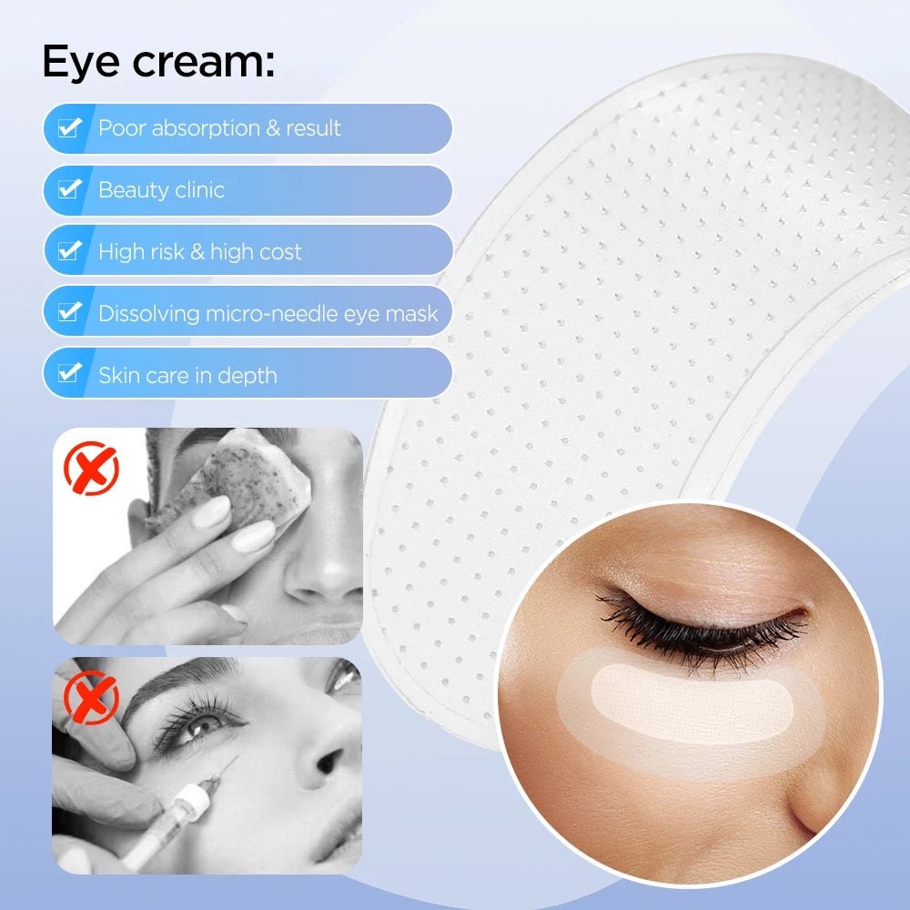Microneedle Eye Patches Mask Korean Skin Care Hyaluronic Acid 1-20PCS for Dark Circle Eyes Mask Moisturizing Under Eye Gel Pads