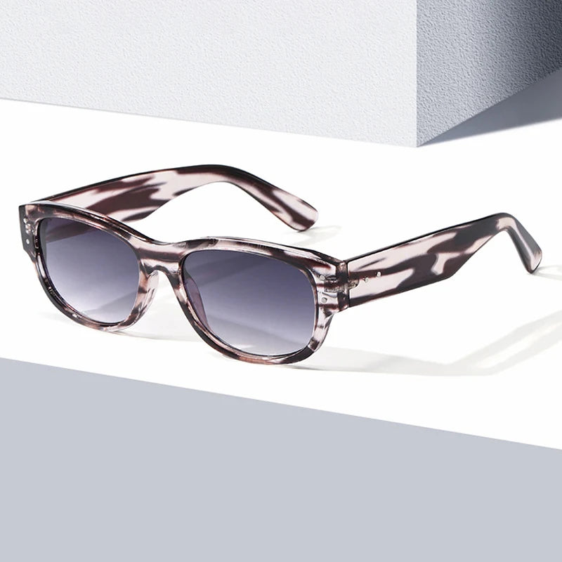 JNPCXI New Square Women Sunglasses Fashion Rivets Leopard Men Gradient Shades UV400 Sun Glasses
