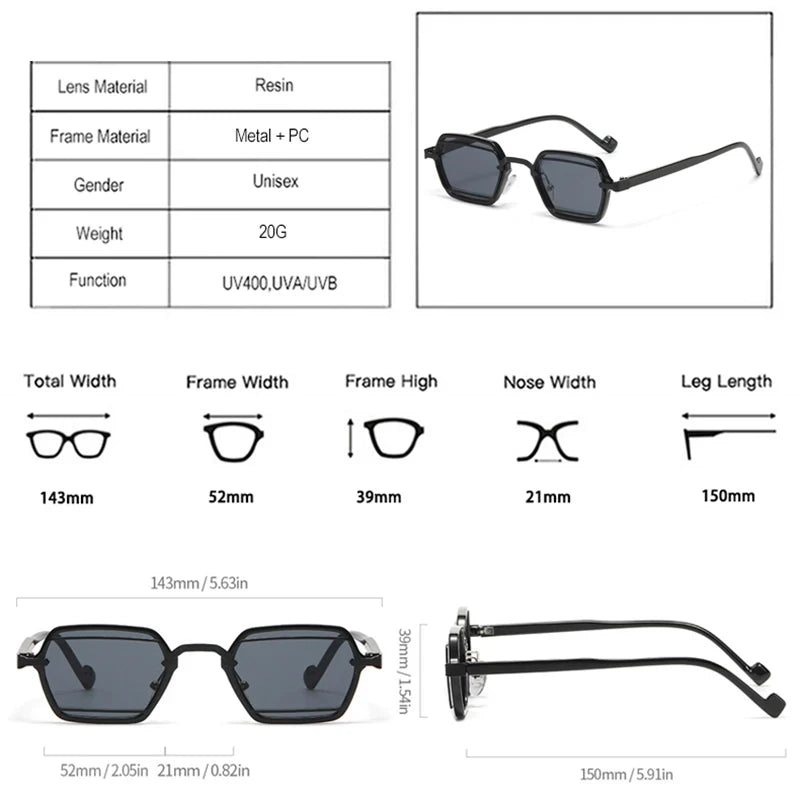 JNPCXI New Retro Small Punk Square Sunglasses Women Shades UV400 Fashion Clear Lens Men Anti Blue Light Eyeglass Frame